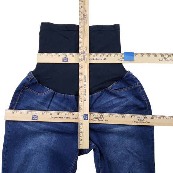 1822 Denim Maternity Jeans 31 Women Medium Blue Faded Whisker High Waist Stretch - Picture 3 of 11